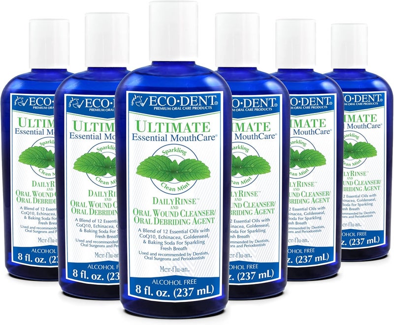 ECO-DENT Ultimate Essential MouthCare Daily Rinse, Sparkling Clean Mint, 8 Ounce - Pack of 6 - Image 1
